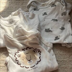 Carter's White Baby Onesies with Animal Designs